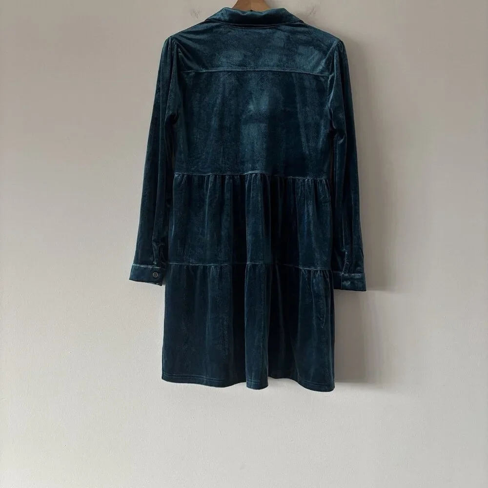 Umgee Velvet Button Down Tiered Dress‎ Size Small Boho Casual Country Glam NWT